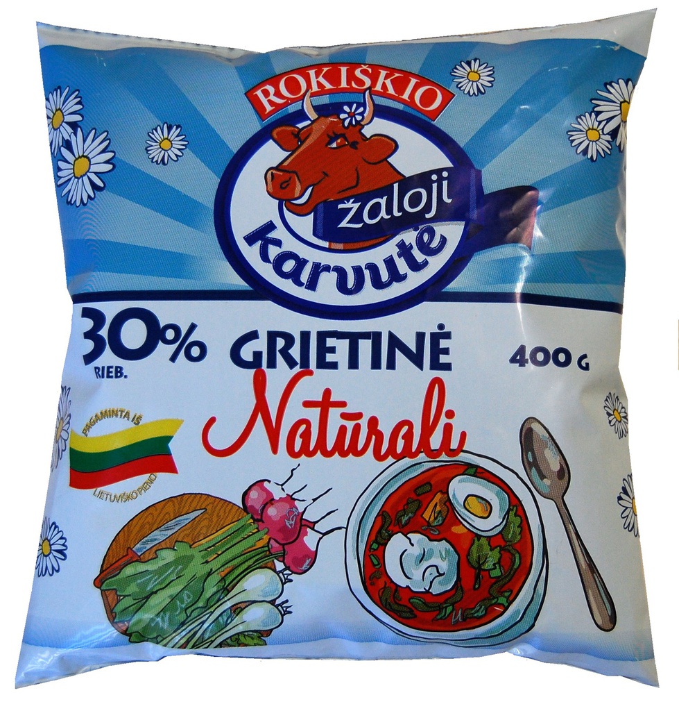 Grietinė 30% “Žaloji karvutė“ plėv. 400g RP