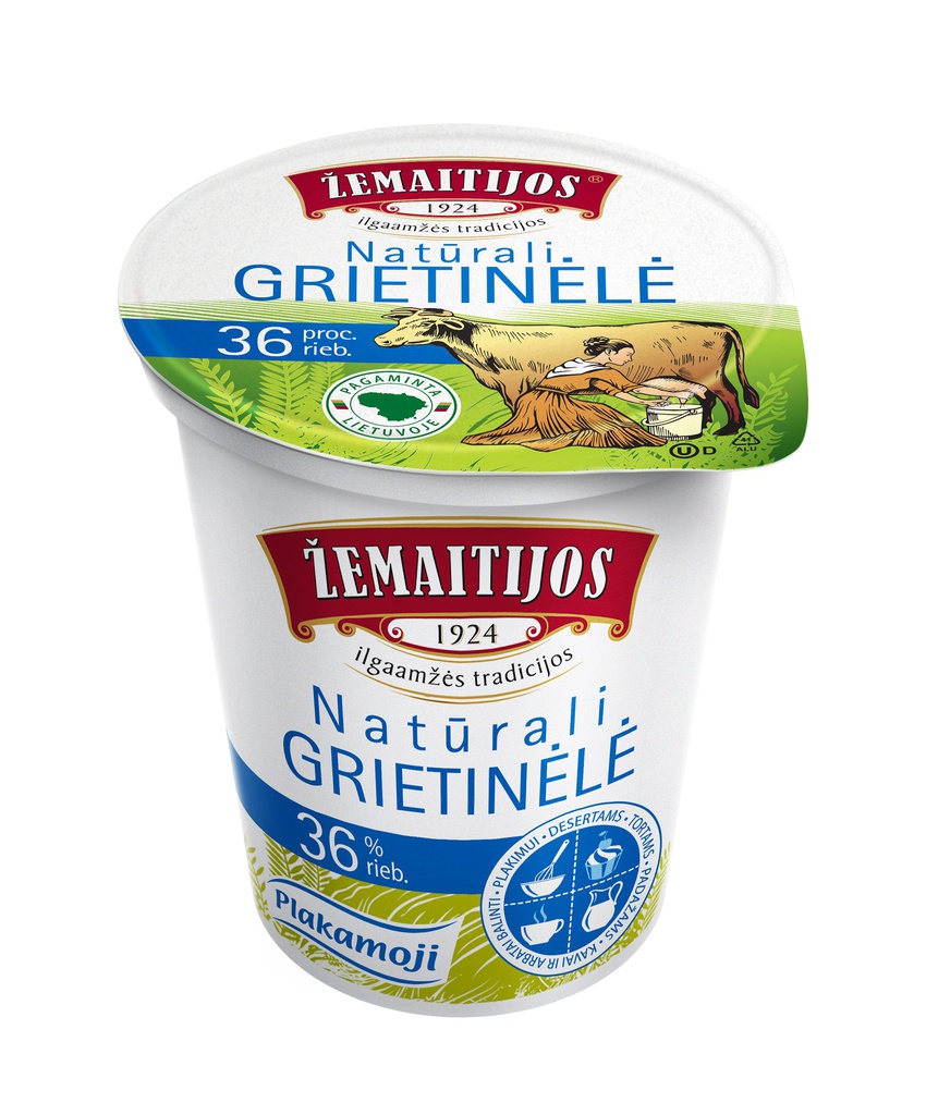 Grietinėlė ŽEMAITIJOS 36% ind. 400ml ŽP