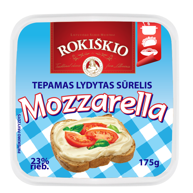 Tepamas  lydytas  sūrelis mozzarela 23% rieb.  175g