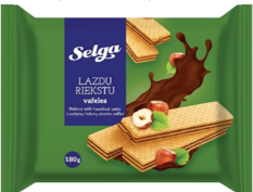 SELGA vafliai su lazdyno riešutų skoniu , 180g