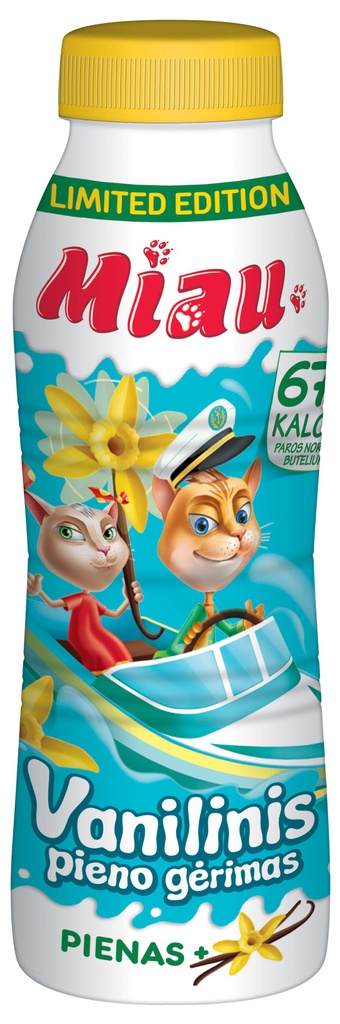 Pieno gėrimas MIAU 2,3% vanilės sk. pl. but. 0,45L PŽ