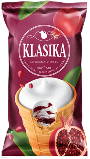 Ledai vaniliniai grietininiai su granatų įdaru 120ml