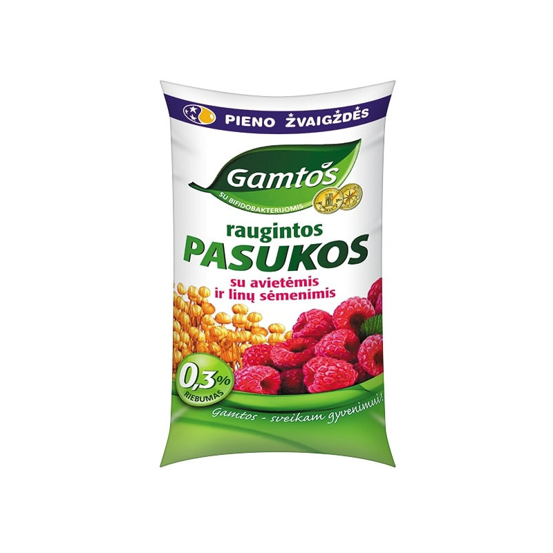 Raugintos pasukos "GAMTOS" su aviet. ir sėm. 0,7%rieb.  0,9L maiš. PŽ