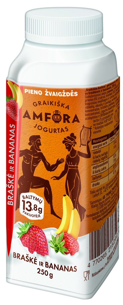 Jogurtas ger. GRAIKIŠKAS AMFORA 2,4% su braš. ir banan.500g