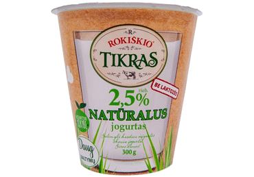 Jogurtas natūralus ROKIŠKIO TIKRAS be lakt. 2,5% 300g