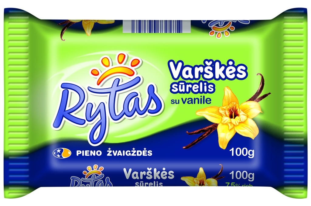 Varškės sūrelis RYTAS vanilinis 7,5% 100g PŽ