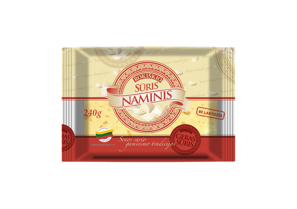 Sūris fermentinis ROKIŠKIO NAMINIS  45% rieb. 240g RP