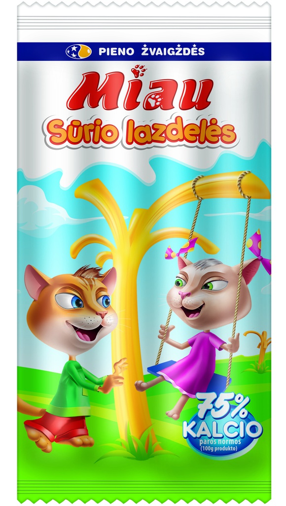 Sūrio MIAU lazdelės 40% r. s.m. 5 vnt 100g PŽ
