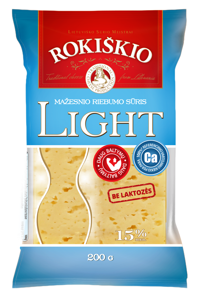 Sūris fermentinis  ROKIŠKIO LIGHT 15% 200g RP