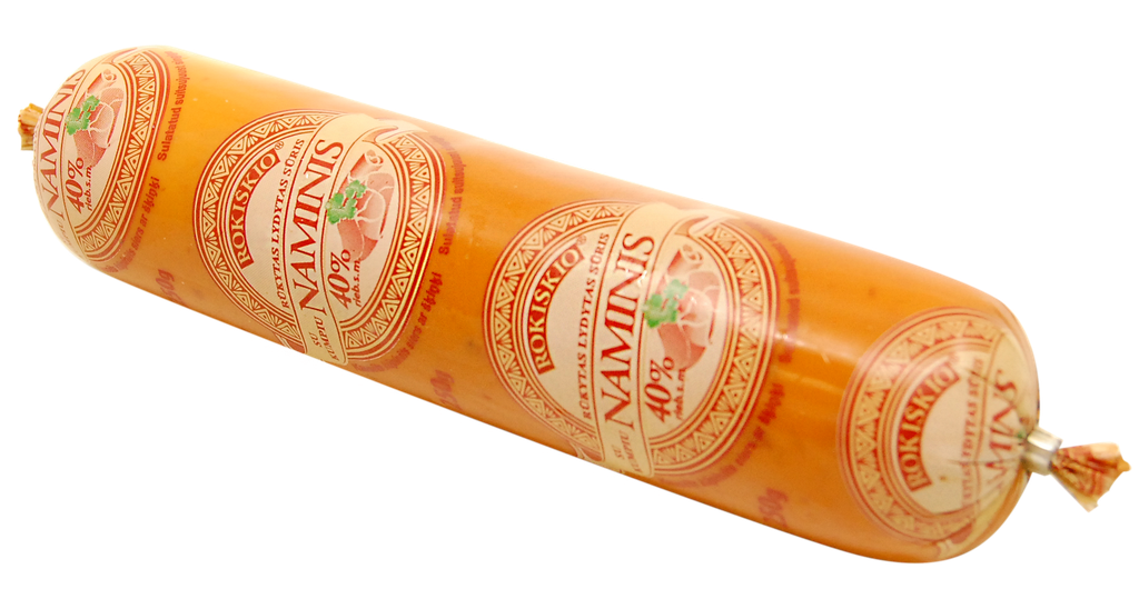 Sūris rūkytas lydytas 40%"Rok.naminis su kumpiu 250g, RP