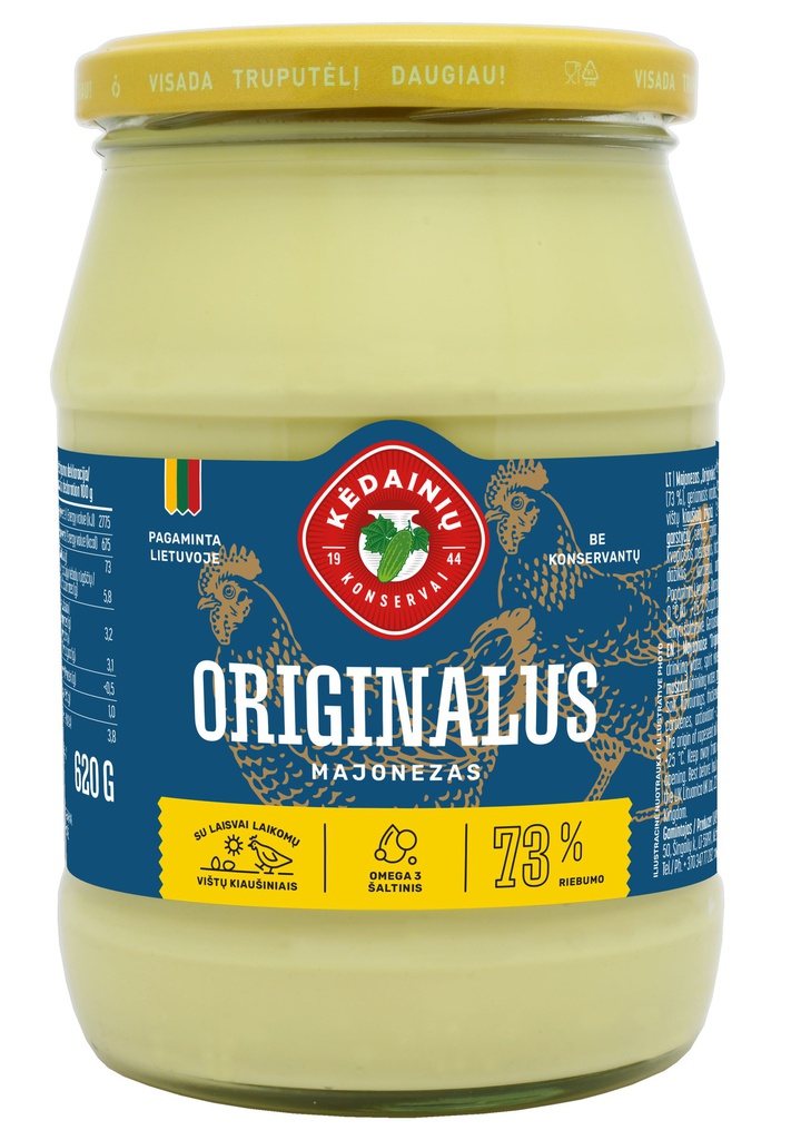 Majonezas LIETUVIŠKAS originalus 72% 620g KKF