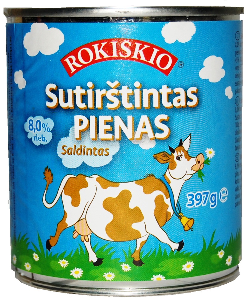 Sutirštintas saldintas pienas  8% su dangt. 397g