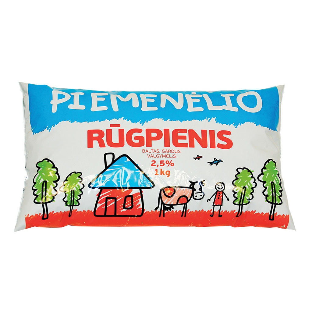 Rūgpienis PIEMENĖLIO 2,5% 1L plėvelė RVN