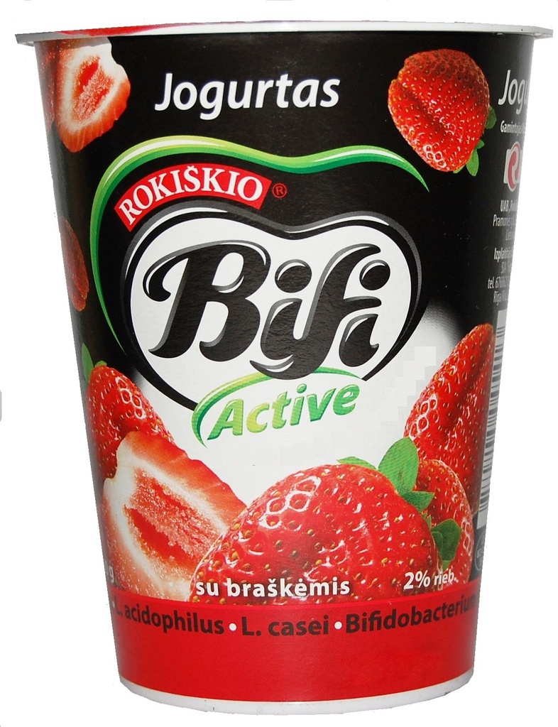 Jogurtas 2% su braškėm. "Bifi Active"360gr.