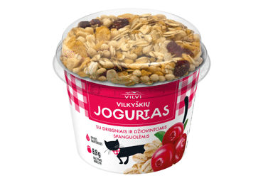 Vilkyškių jogurtas su dribs. ir džiov. spanguolėmis 4,3%, 200g