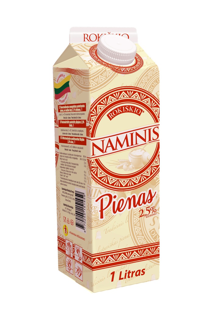 Pienas 2,5% "Rok. Naminis" 1ltr. Elop.