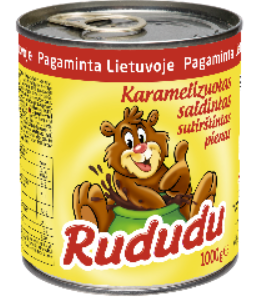Karamelizuotas sutirštintas pienas RUDUDU, 8%, 1kg SNX