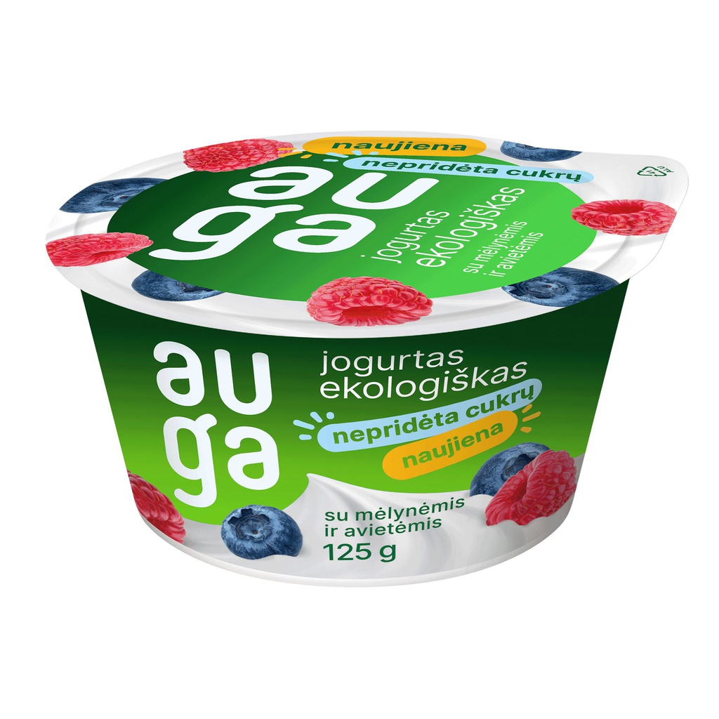 Eko jogurtas "Auga" su mėlyn ir aviet. 3,5% rieb. 125g