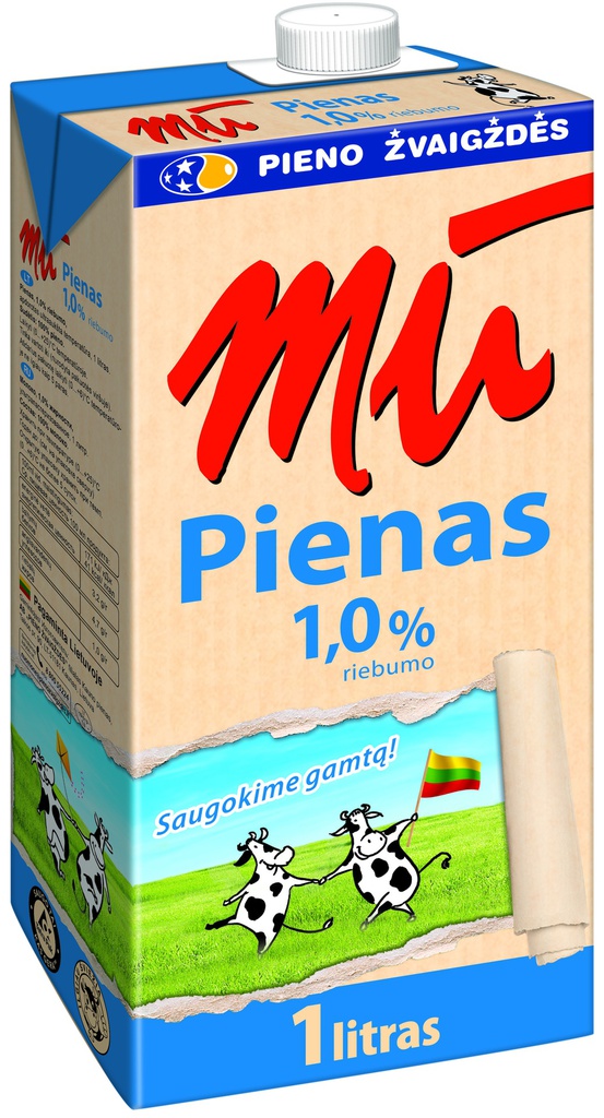 Pienas "MŪ" 1% rieb., 1l t-brik UAT PŽ.